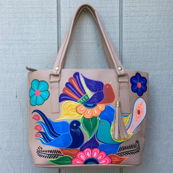 Hand Painted Mexican Tote Bag - Picture 1 of 4